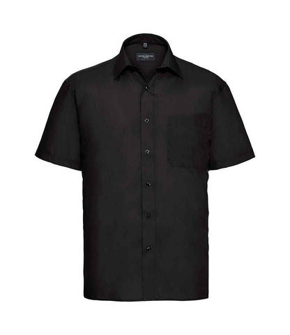 Russell Athletic Collection Short Sleeve Easy Care Poplin Shirt in Black