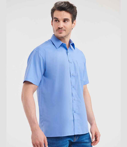 Russell Russell Athletic Collection Short Sleeve Easy Care Poplin Shirt Corporate Blue