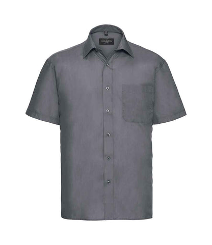 Russell Russell Athletic Collection Short Sleeve Easy Care Poplin Shirt Convoy Grey