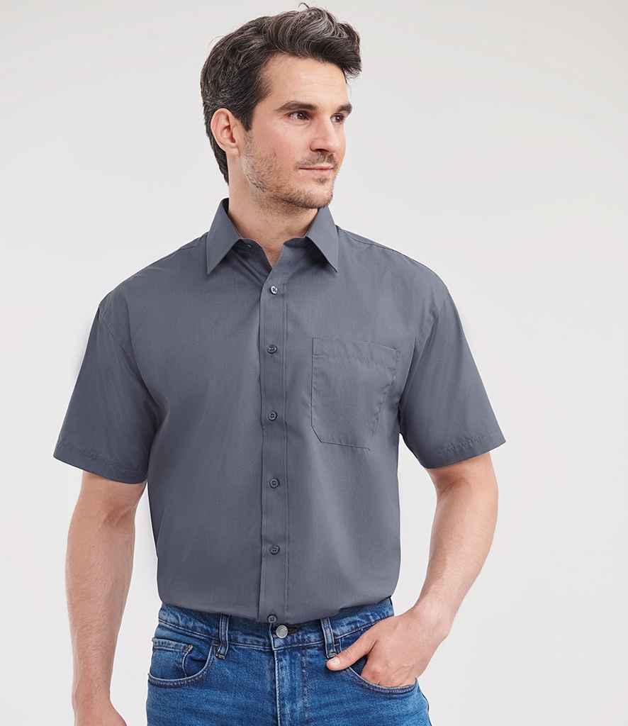 Russell Russell Athletic Collection Short Sleeve Easy Care Poplin Shirt Convoy Grey