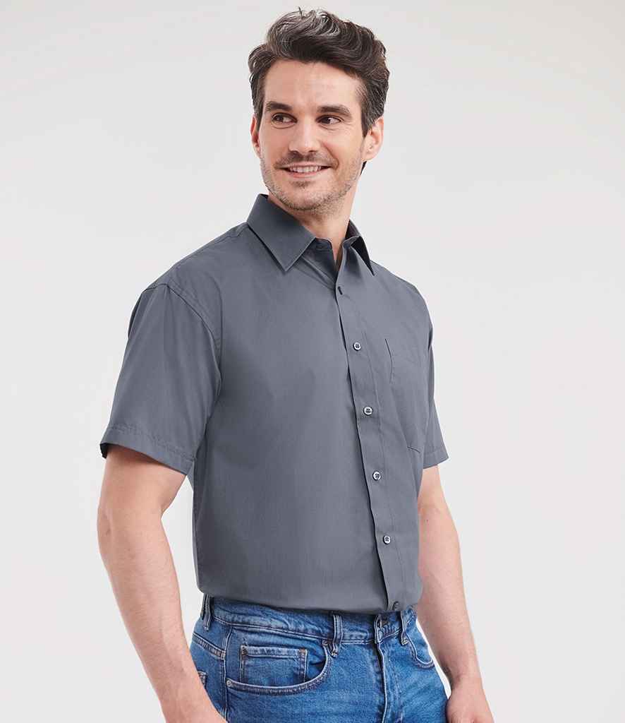Russell Russell Athletic Collection Short Sleeve Easy Care Poplin Shirt Convoy Grey