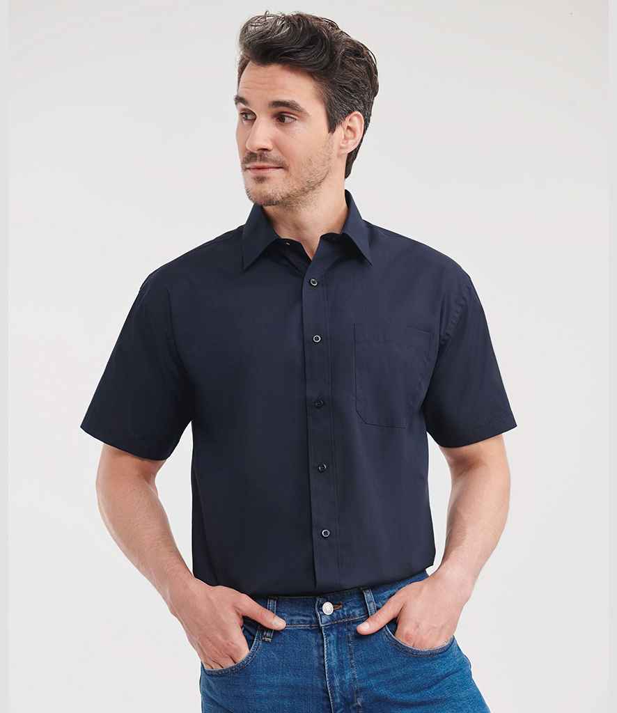 Russell Russell Athletic Collection Short Sleeve Easy Care Poplin Shirt French Navy