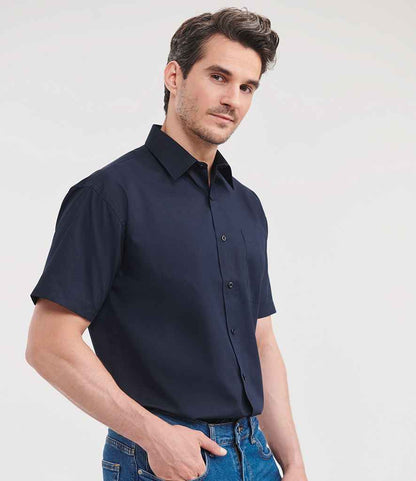 Russell Russell Athletic Collection Short Sleeve Easy Care Poplin Shirt French Navy