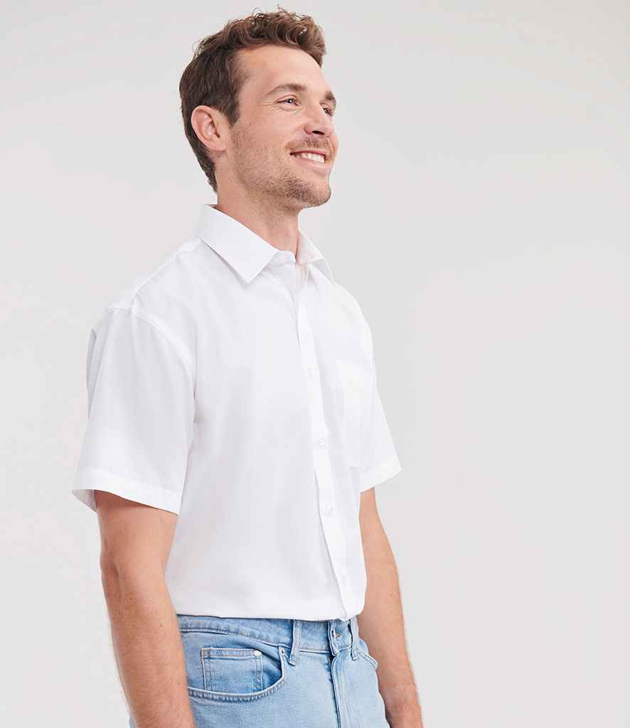 Russell Russell Athletic Collection Short Sleeve Easy Care Poplin Shirt White