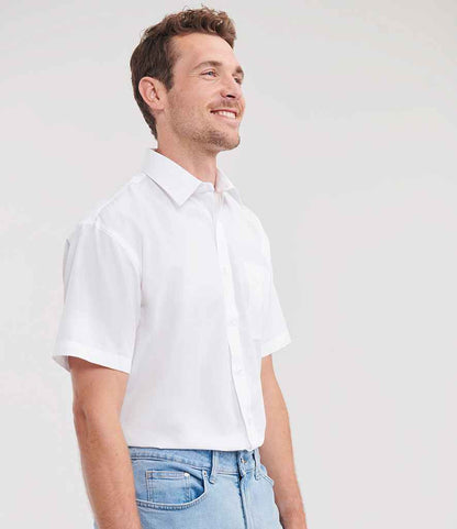 Russell Russell Athletic Collection Short Sleeve Easy Care Poplin Shirt White