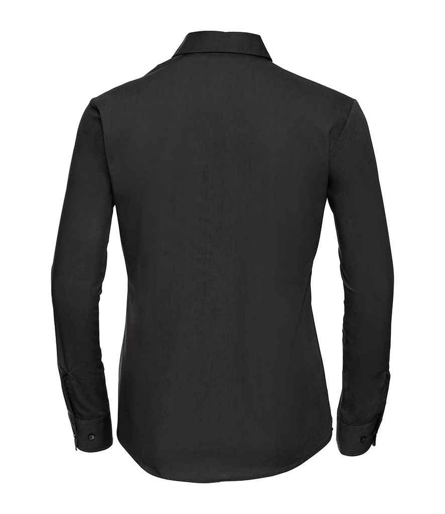 Russell Russell Athletic Collection Ladies Long Sleeve Easy Care Cotton Poplin Shirt Black