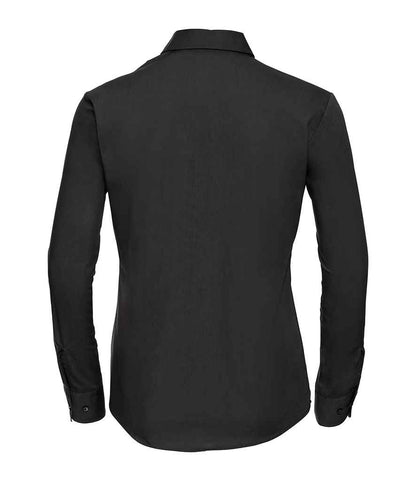 Russell Russell Athletic Collection Ladies Long Sleeve Easy Care Cotton Poplin Shirt Black