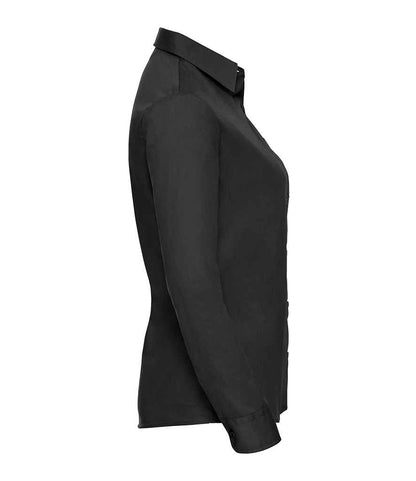 Russell Russell Athletic Collection Ladies Long Sleeve Easy Care Cotton Poplin Shirt Black