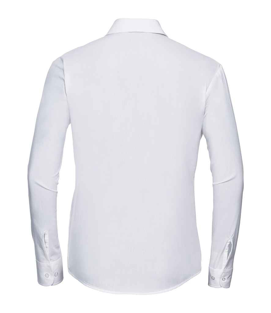 Russell Russell Athletic Collection Ladies Long Sleeve Easy Care Cotton Poplin Shirt White