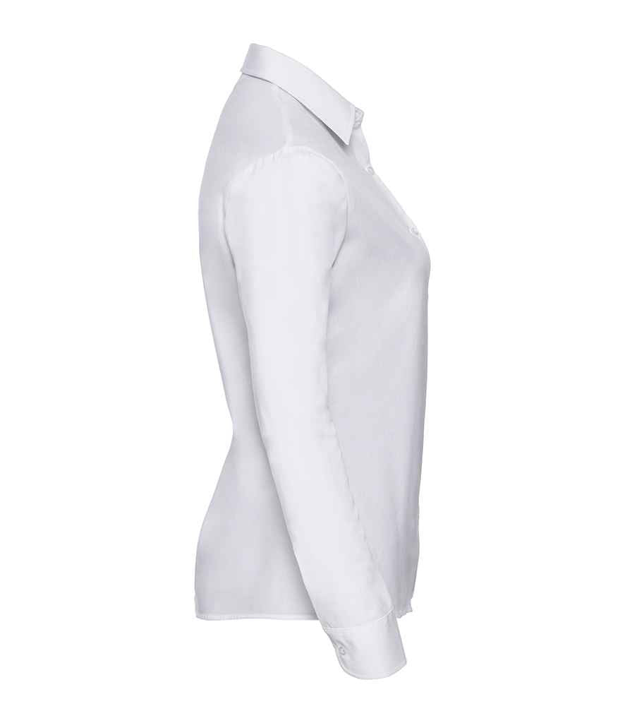 Russell Russell Athletic Collection Ladies Long Sleeve Easy Care Cotton Poplin Shirt White