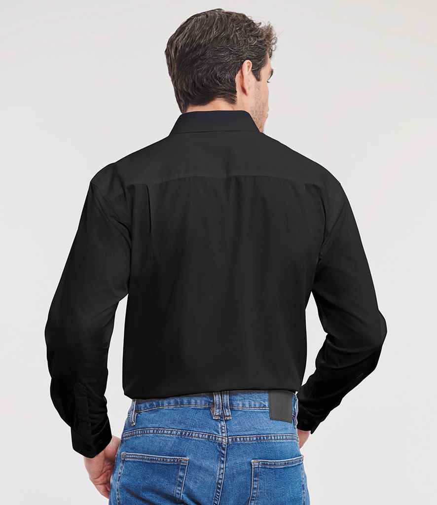 Russell Russell Athletic Collection Long Sleeve Easy Care Cotton Poplin Shirt Black