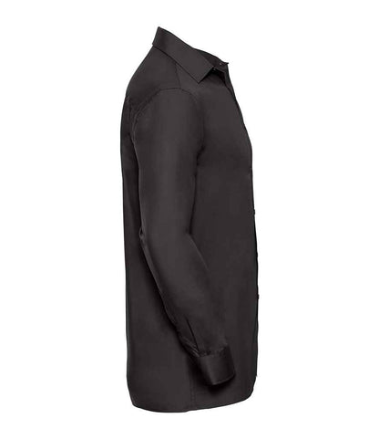 Russell Russell Athletic Collection Long Sleeve Easy Care Cotton Poplin Shirt Black