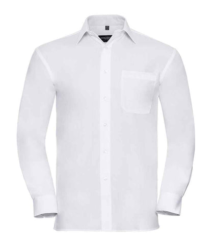 Russell Russell Athletic Collection Long Sleeve Easy Care Cotton Poplin Shirt White