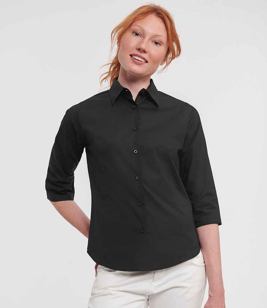 Russell Russell Athletic Collection Ladies 3/4 Sleeve Easy Care Fitted Shirt