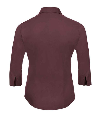 Russell Russell Athletic Collection Ladies 3/4 Sleeve Easy Care Fitted Shirt Port