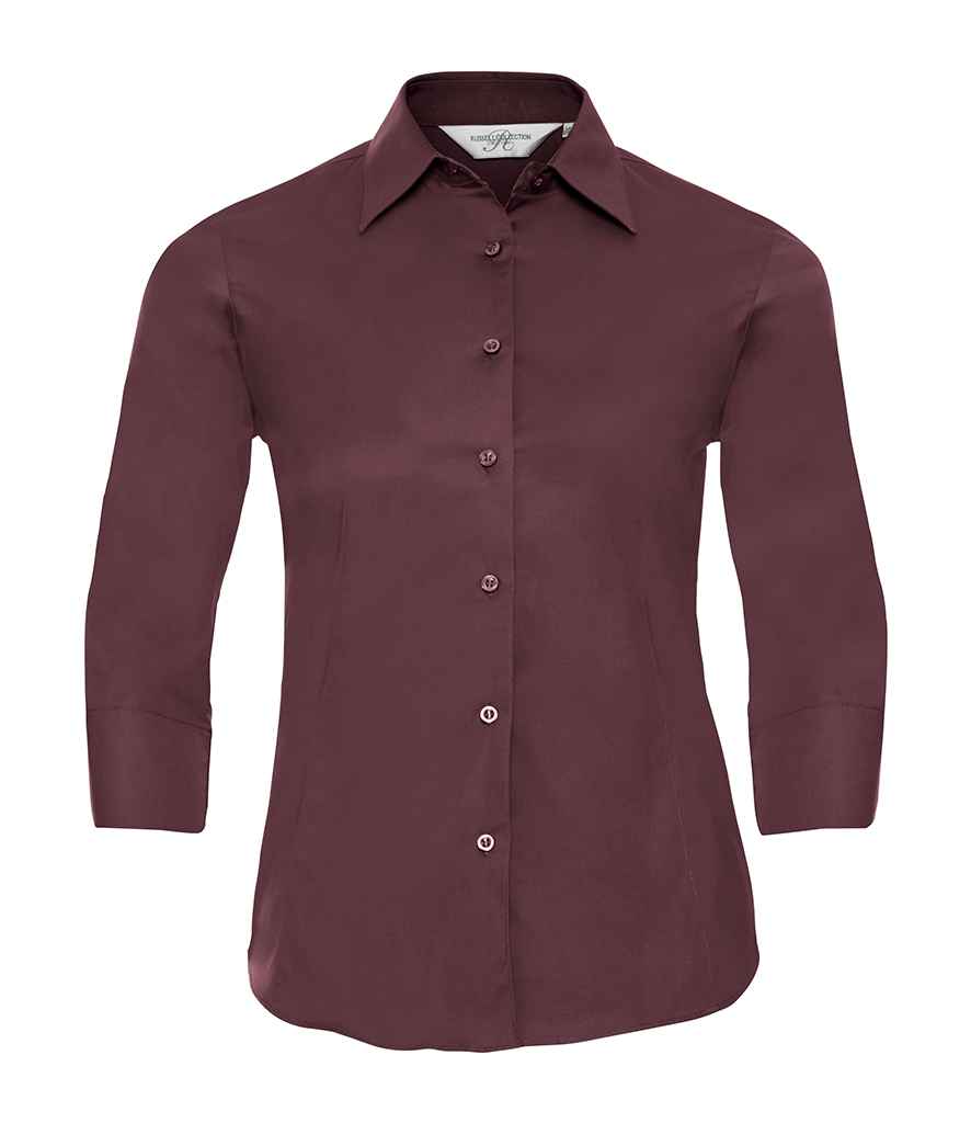 Russell Russell Athletic Collection Ladies 3/4 Sleeve Easy Care Fitted Shirt Port