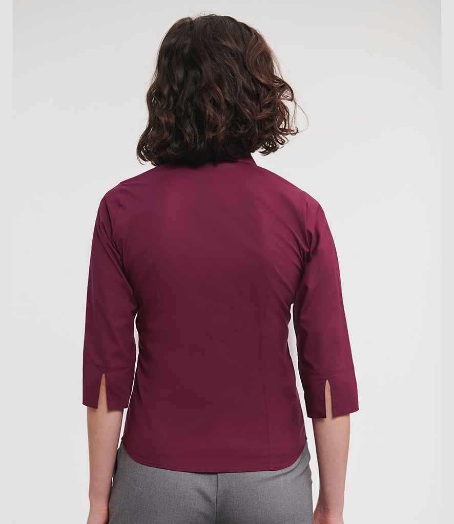 Russell Russell Athletic Collection Ladies 3/4 Sleeve Easy Care Fitted Shirt Port