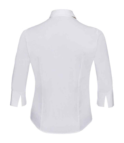Russell Russell Athletic Collection Ladies 3/4 Sleeve Easy Care Fitted Shirt White