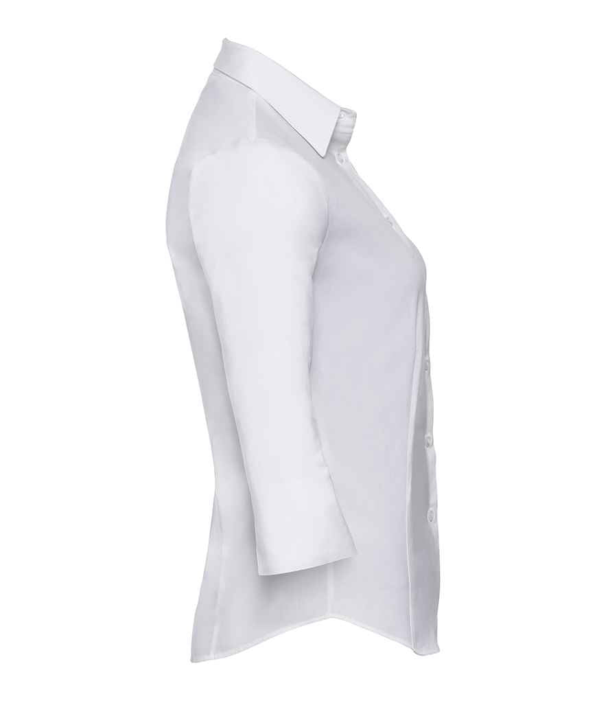 Russell Russell Athletic Collection Ladies 3/4 Sleeve Easy Care Fitted Shirt White