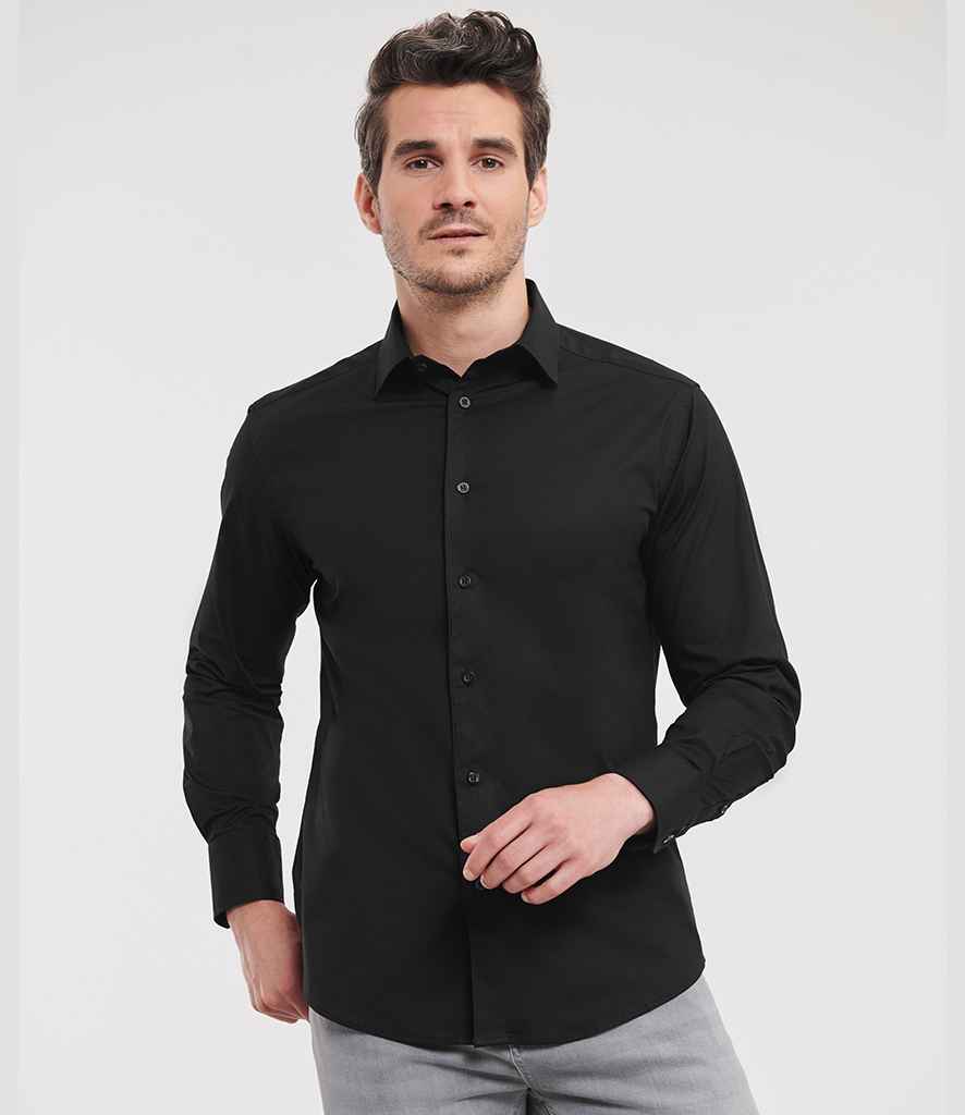 Russell Russell Athletic Collection Long Sleeve Easy Care Fitted Shirt Black
