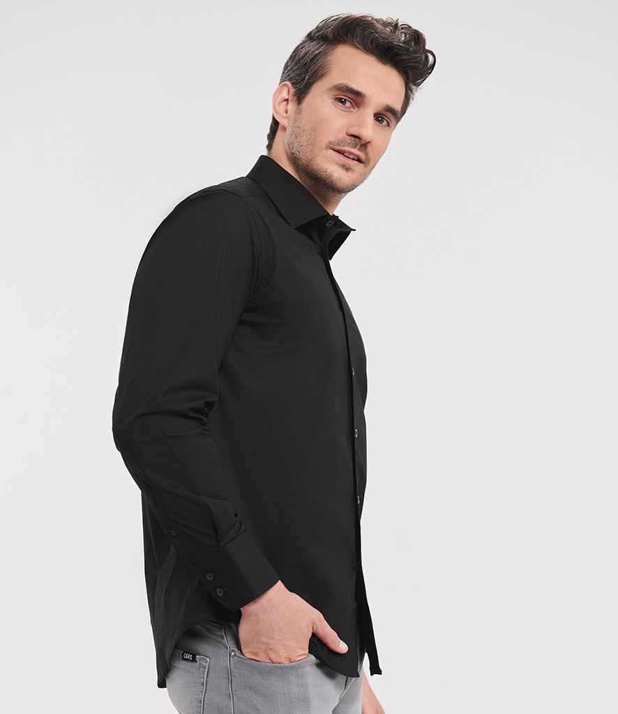 Russell Russell Athletic Collection Long Sleeve Easy Care Fitted Shirt Black