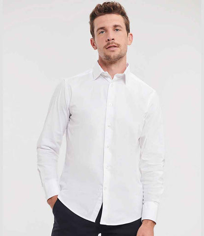 Russell Russell Athletic Collection Long Sleeve Easy Care Fitted Shirt White