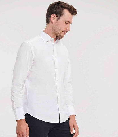 Russell Russell Athletic Collection Long Sleeve Easy Care Fitted Shirt White