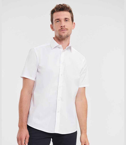 Russell Russell Athletic Collection Short Sleeve Easy Care Fitted Shirt White