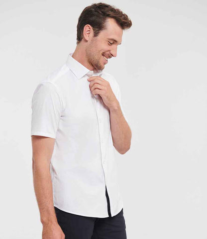 Russell Russell Athletic Collection Short Sleeve Easy Care Fitted Shirt White