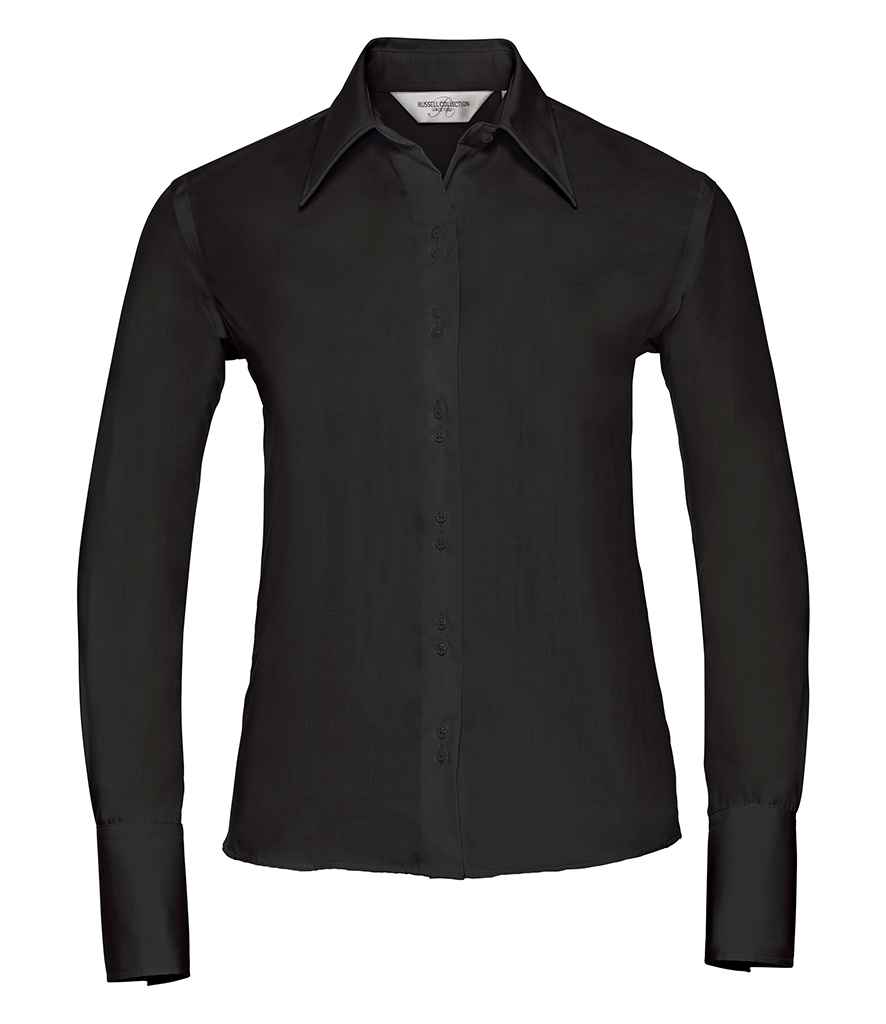 Russell Athletic Collection Ladies Long Sleeve Ultimate Non-Iron Shirt in Black