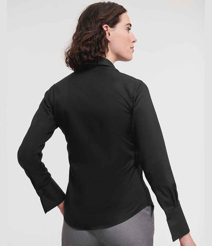 Russell Russell Athletic Collection Ladies Long Sleeve Ultimate Non-Iron Shirt Black
