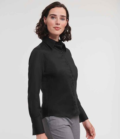 Russell Russell Athletic Collection Ladies Long Sleeve Ultimate Non-Iron Shirt Black