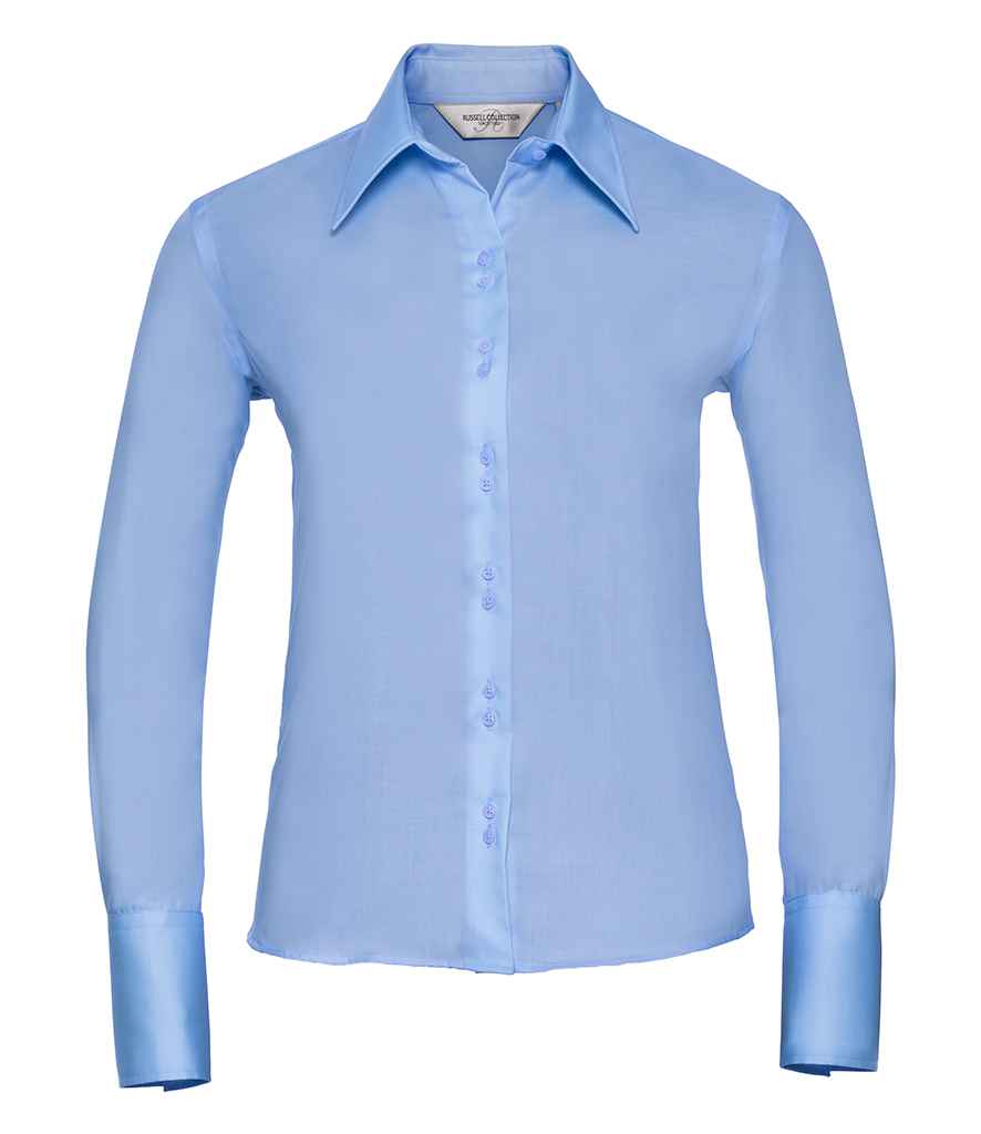 Russell Russell Athletic Collection Ladies Long Sleeve Ultimate Non-Iron Shirt Bright Sky