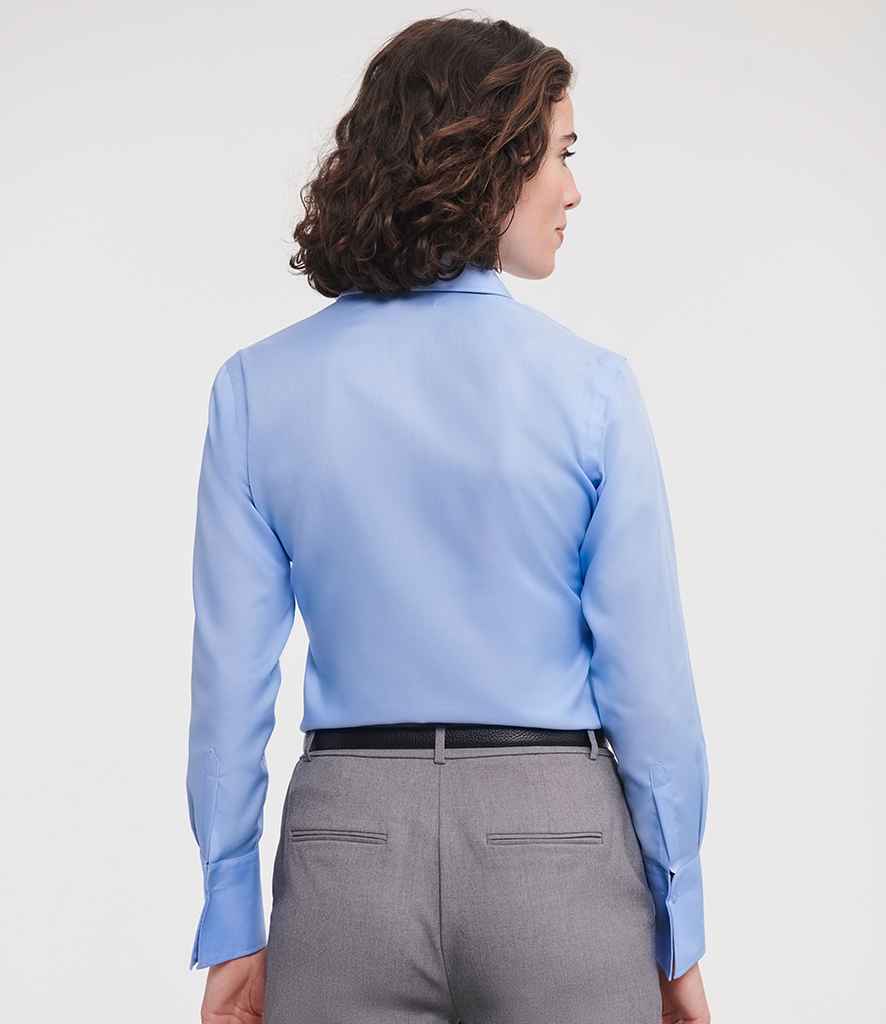 Russell Russell Athletic Collection Ladies Long Sleeve Ultimate Non-Iron Shirt Bright Sky