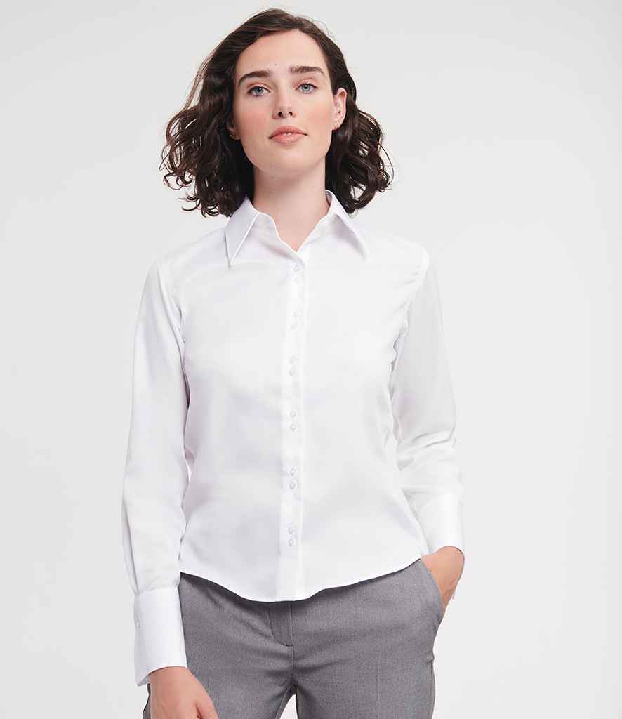 Russell Russell Athletic Collection Ladies Long Sleeve Ultimate Non-Iron Shirt White