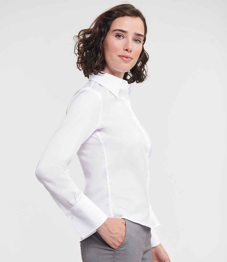 Russell Russell Athletic Collection Ladies Long Sleeve Ultimate Non-Iron Shirt White