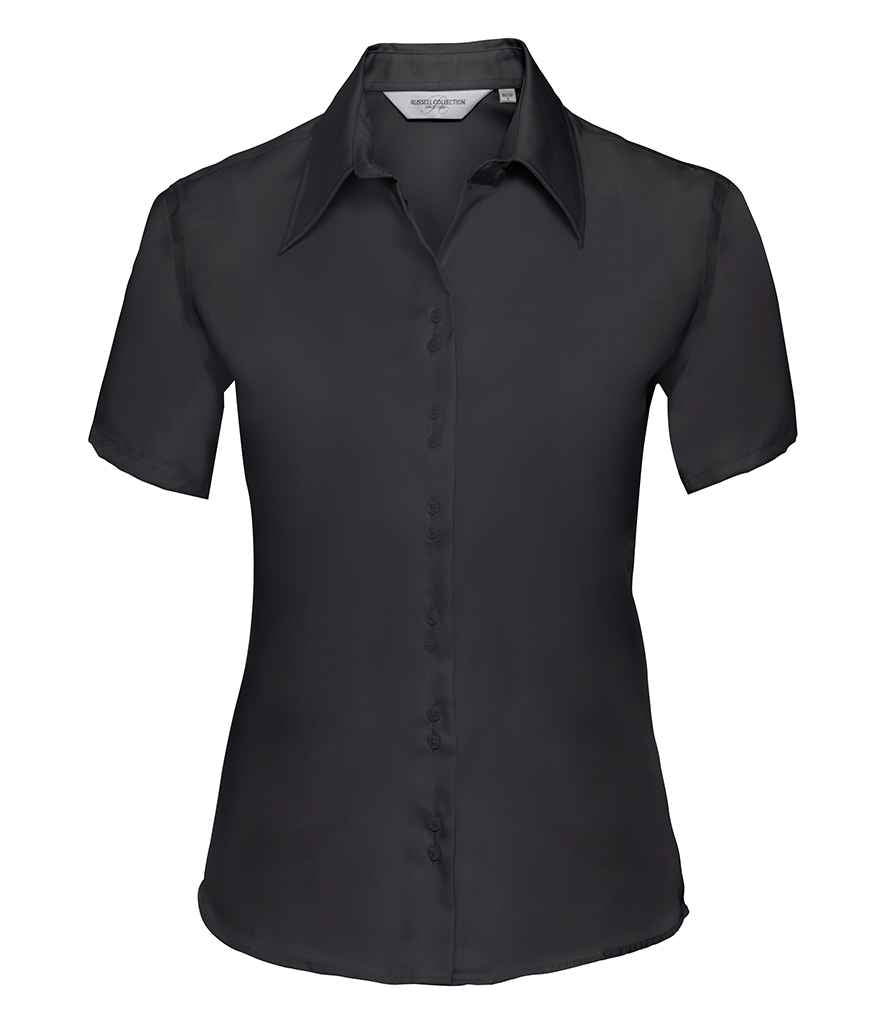 Russell Athletic Collection Ladies Short Sleeve Ultimate Non-Iron Shirt in Black