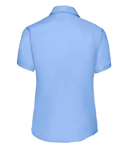 Russell Russell Athletic Collection Ladies Short Sleeve Ultimate Non-Iron Shirt Bright Sky