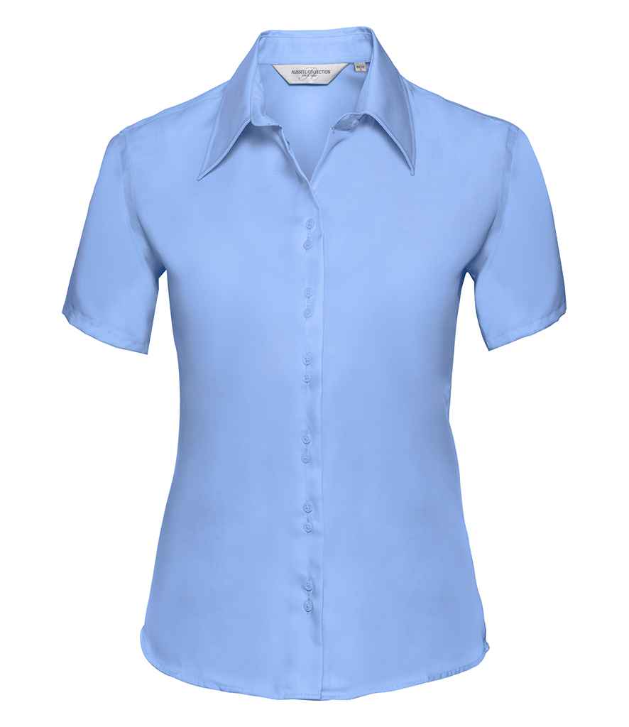 Russell Russell Athletic Collection Ladies Short Sleeve Ultimate Non-Iron Shirt Bright Sky
