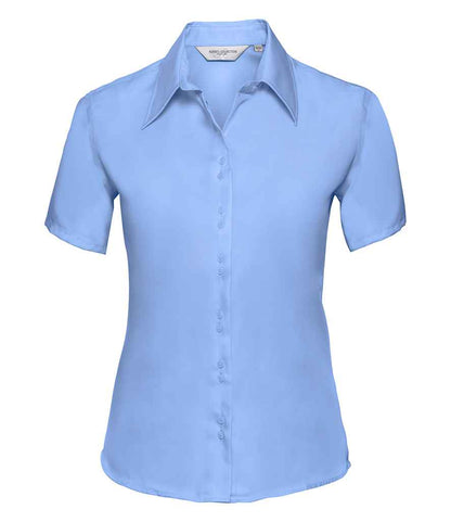 Russell Russell Athletic Collection Ladies Short Sleeve Ultimate Non-Iron Shirt Bright Sky