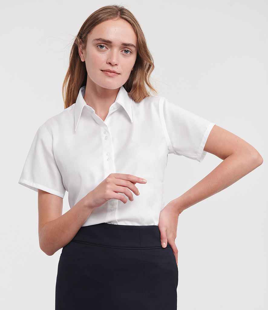 Russell Russell Athletic Collection Ladies Short Sleeve Ultimate Non-Iron Shirt White