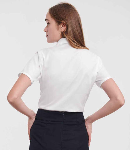 Russell Russell Athletic Collection Ladies Short Sleeve Ultimate Non-Iron Shirt White