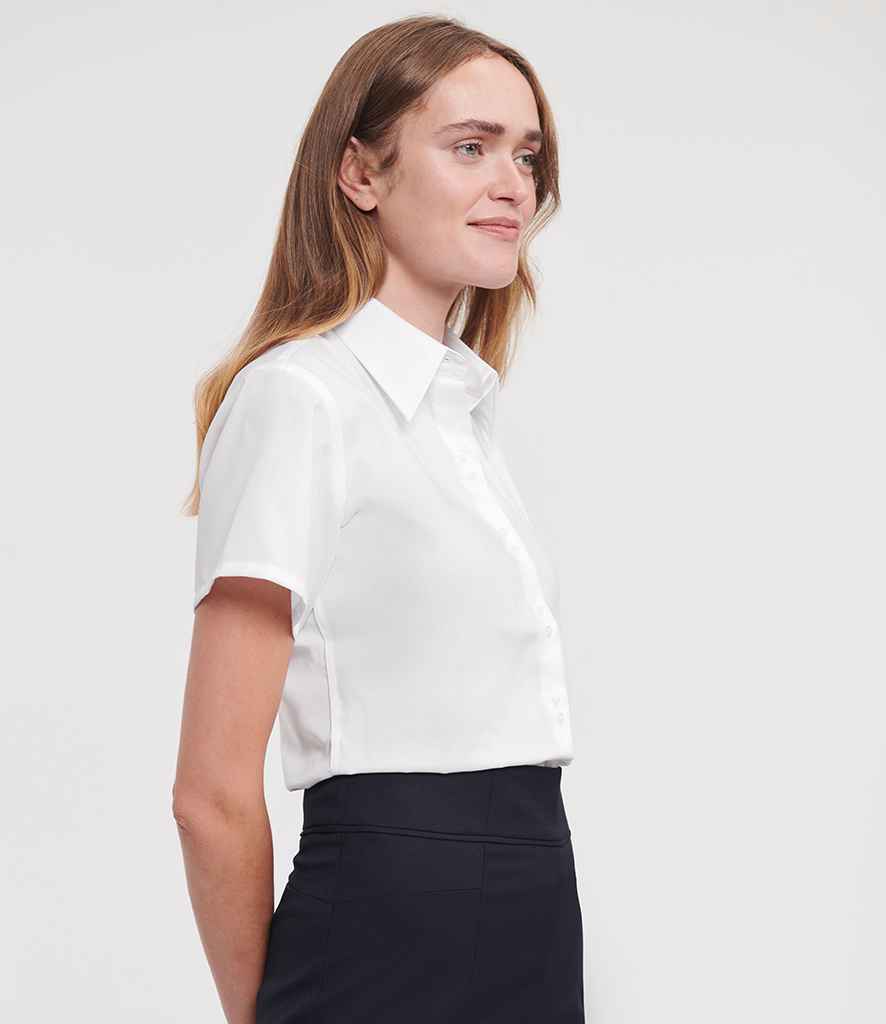 Russell Russell Athletic Collection Ladies Short Sleeve Ultimate Non-Iron Shirt White