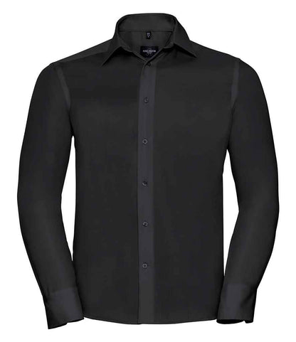 Russell Athletic Collection Long Sleeve Tailored Ultimate Non-Iron Shirt in Black