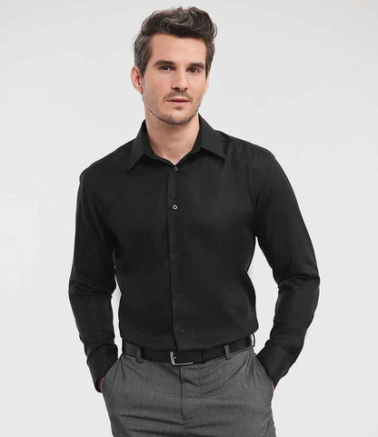 Russell Russell Athletic Collection Long Sleeve Tailored Ultimate Non-Iron Shirt Black