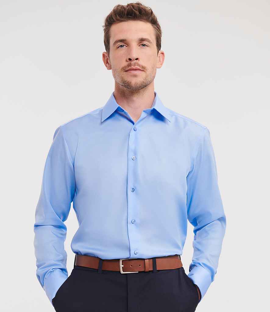 Russell Russell Athletic Collection Long Sleeve Tailored Ultimate Non-Iron Shirt Bright Sky