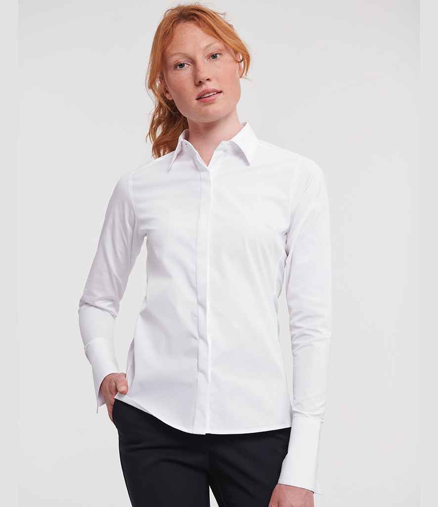 Russell Russell Athletic Collection Ladies Ultimate Stretch Shirt White