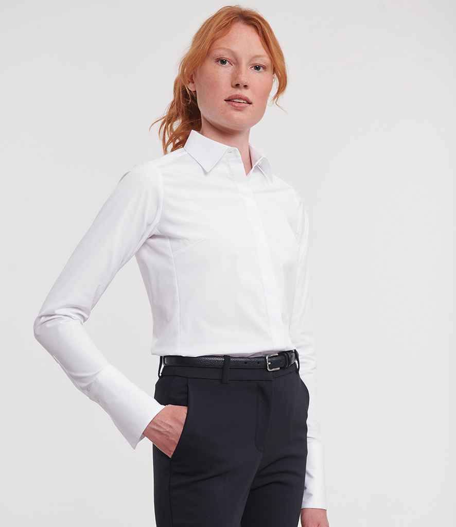 Russell Russell Athletic Collection Ladies Ultimate Stretch Shirt White