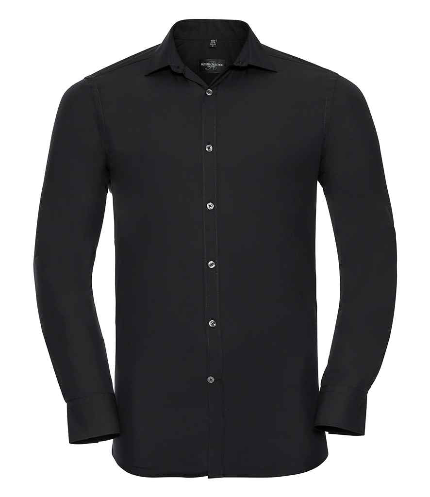 Russell Athletic Collection Long Sleeve Ultimate Stretch Shirt in Black