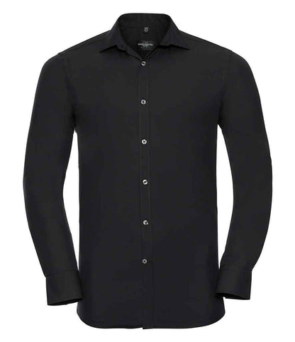 Russell Athletic Collection Long Sleeve Ultimate Stretch Shirt in Black